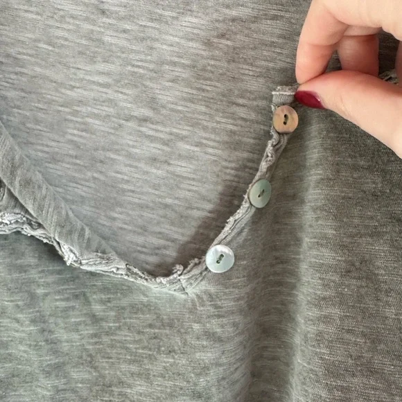 Nina Kendosa Paris olive green button Henley - Picture 2 of 4